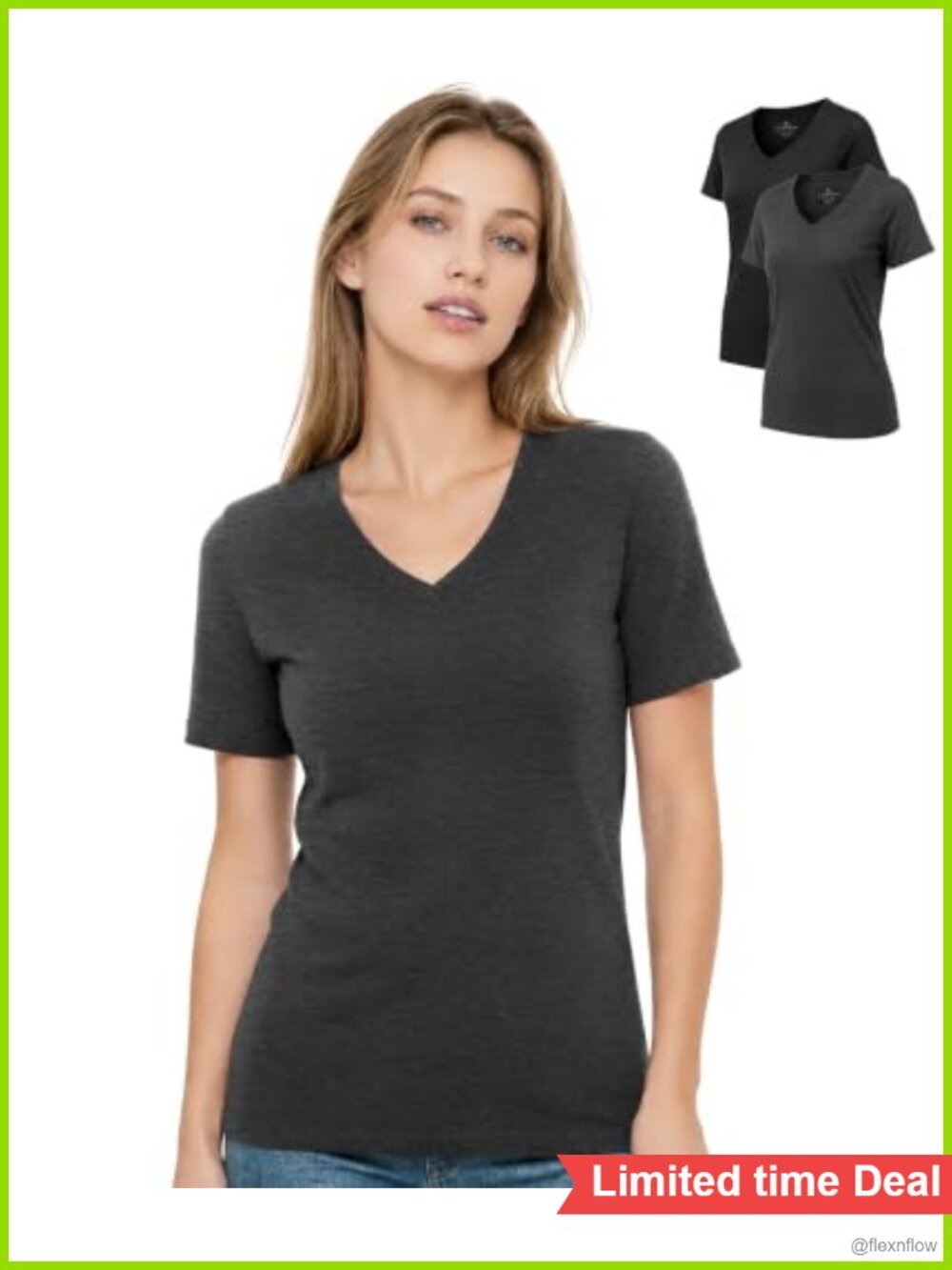 Merino Wool Blend Base Layer Tee Women 2 Pack Short Sleeve V-Neck
